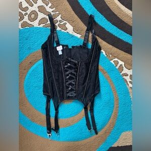 Shirley of Hollywood Black Lace-Up Corset With Zipper